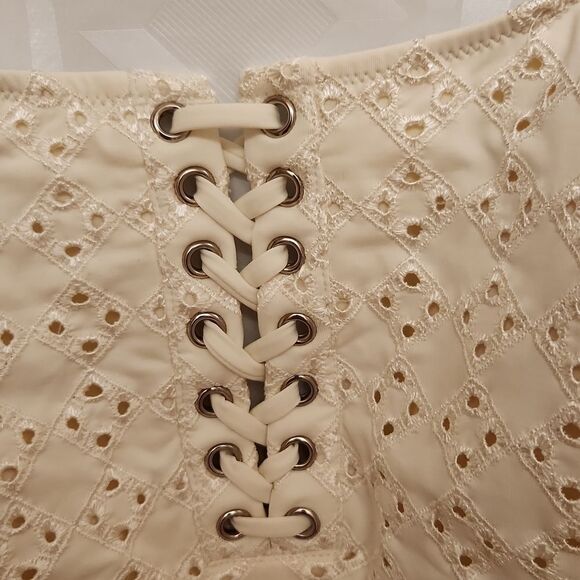 Watercult white/cream Eyelet one piece lace-up front swimsuit - Picture 2 of 12